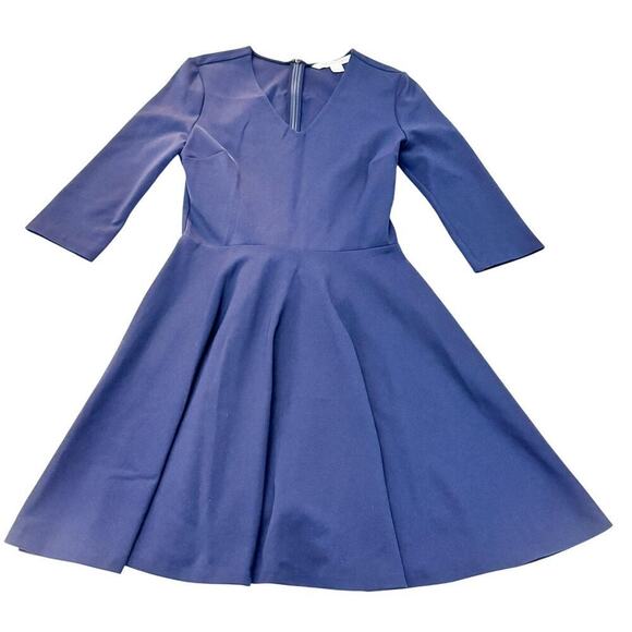 Diane Von Furstenberg Navy Blue Flare Skirt Long Sleeve Dress Size 2 - Picture 1 of 6